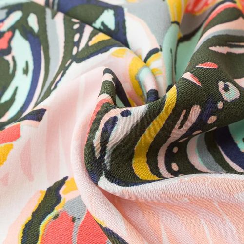 Poplin Rayón Hojas Multicolor
