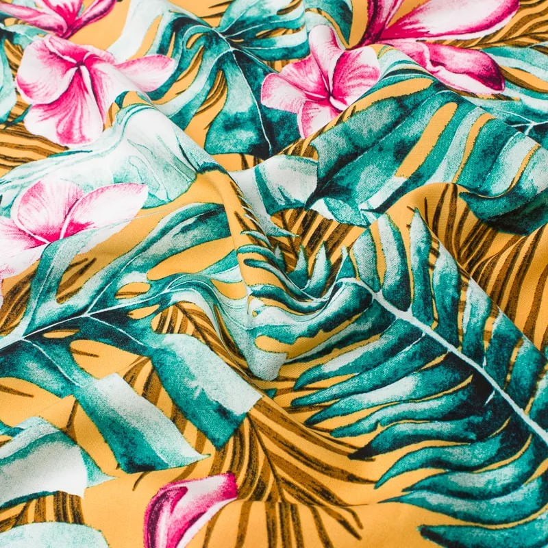Poplin-Rayon-Flores-Rosas-y-Hojas-Verdes