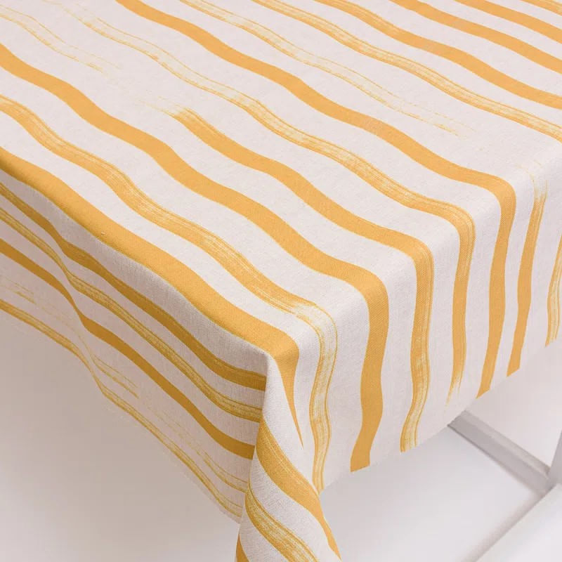 Lino-Antimancha-Mantel-Lineas-Curvas-Mostaza